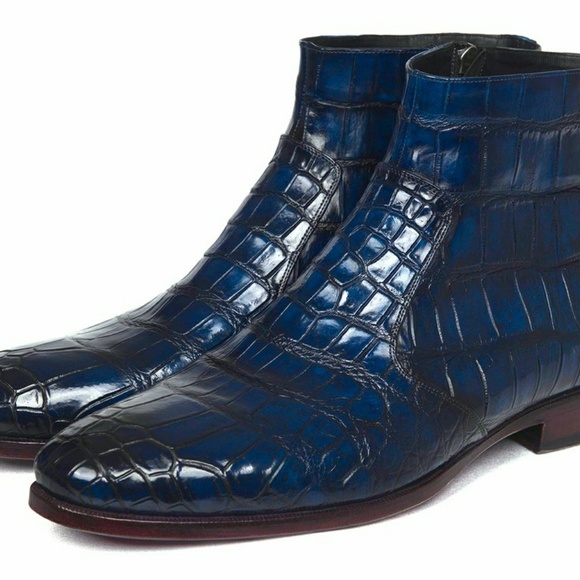 Paul Parkman Navy Genuine Crocodile Side Zipper Bo main image 5